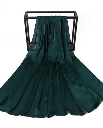 Dark Green Silk Crepe Scarf
