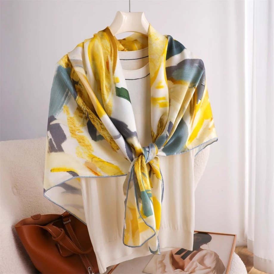 Canola Petal Silk Square Scarf